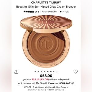 CHARLOTTE TILBURY Beautiful Skin Sun-Kissed Glow Cream Bronzer - 2 Medium